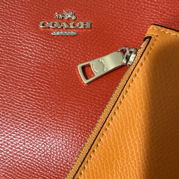 COACH East West Pop Up Pouch Crossbody Red Orange Pink - Picture 11 of 14